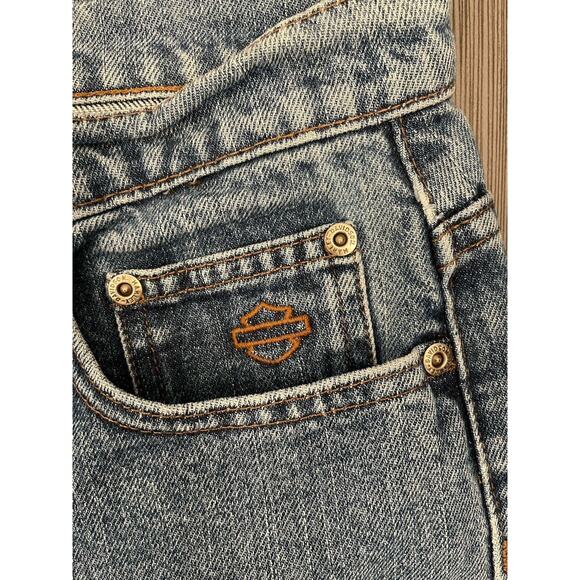 Harley Davidson Men's Blue Denim Straight Leg Medium Wash Jeans Measures 36x32 - Picture 3 of 9